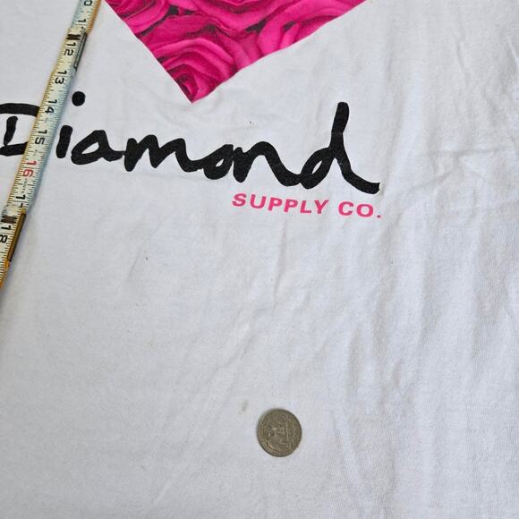 Vtg Y2k DIAMOND SUPPLY CO. Roses Diamond Spellout Graphic Skate Tee Shirt Lg - Picture 5 of 7